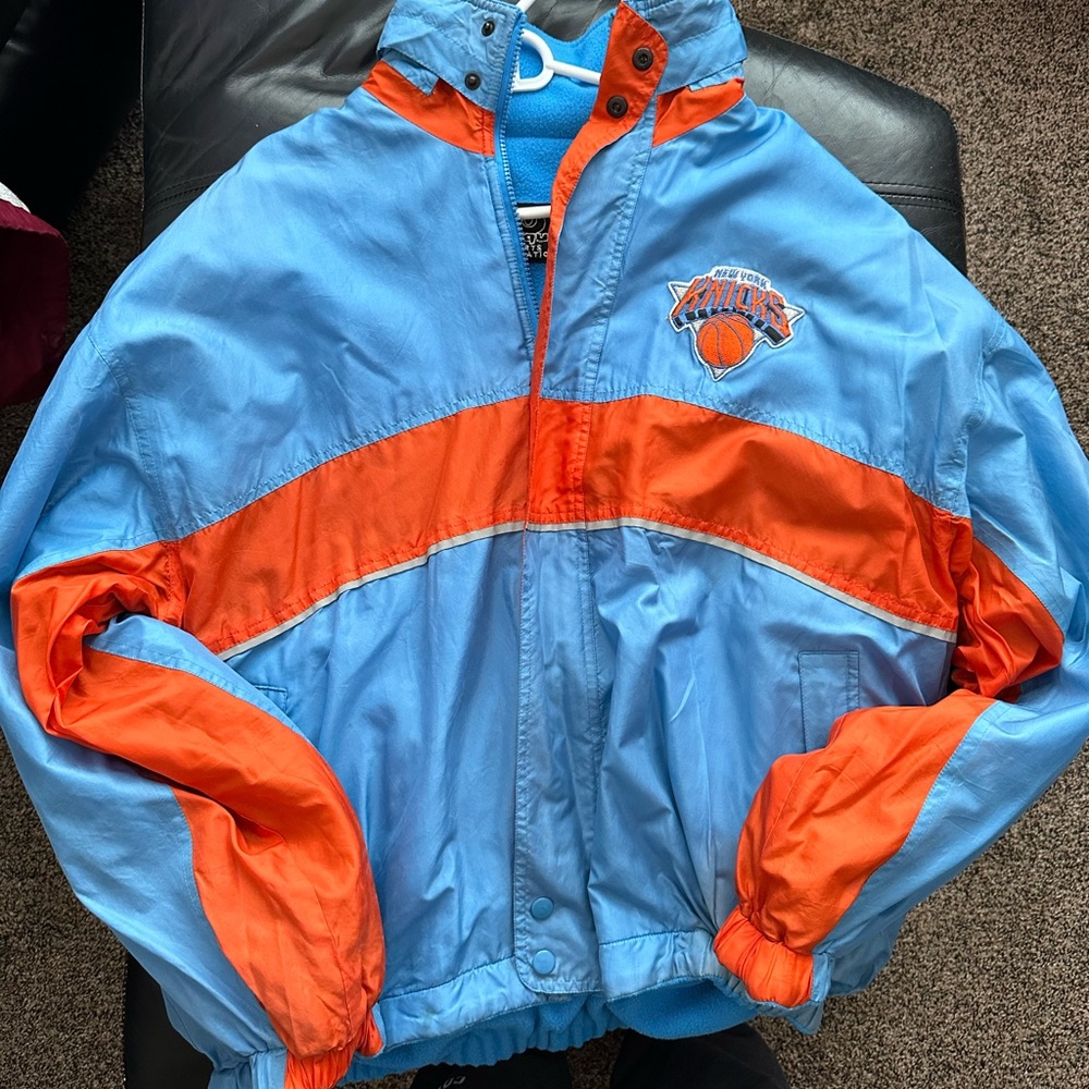 SOLD new york knicks reversible puffer/fleece jacket